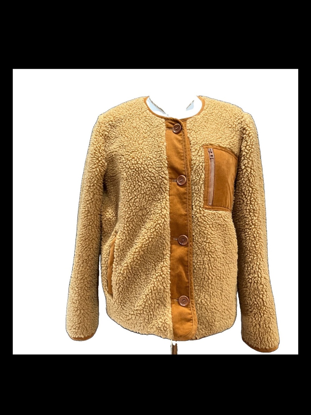 Madewell Chestnut Sherpa Jacket Womens Teddy Fleece Snap Front Cozy Size Small